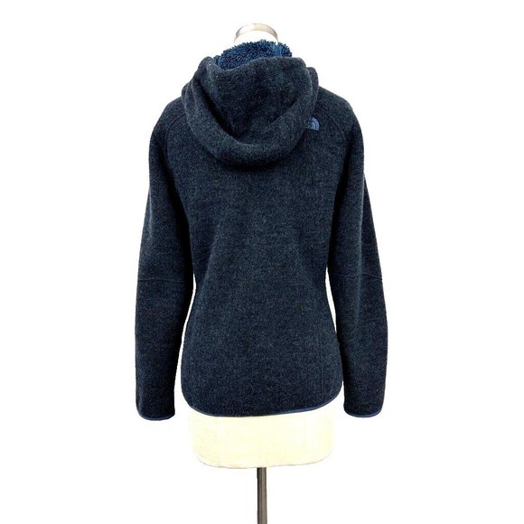 The North Face Womens Size M Zermatt Full Zip in Blue Hooded Wool Blend - Picture 3 of 11